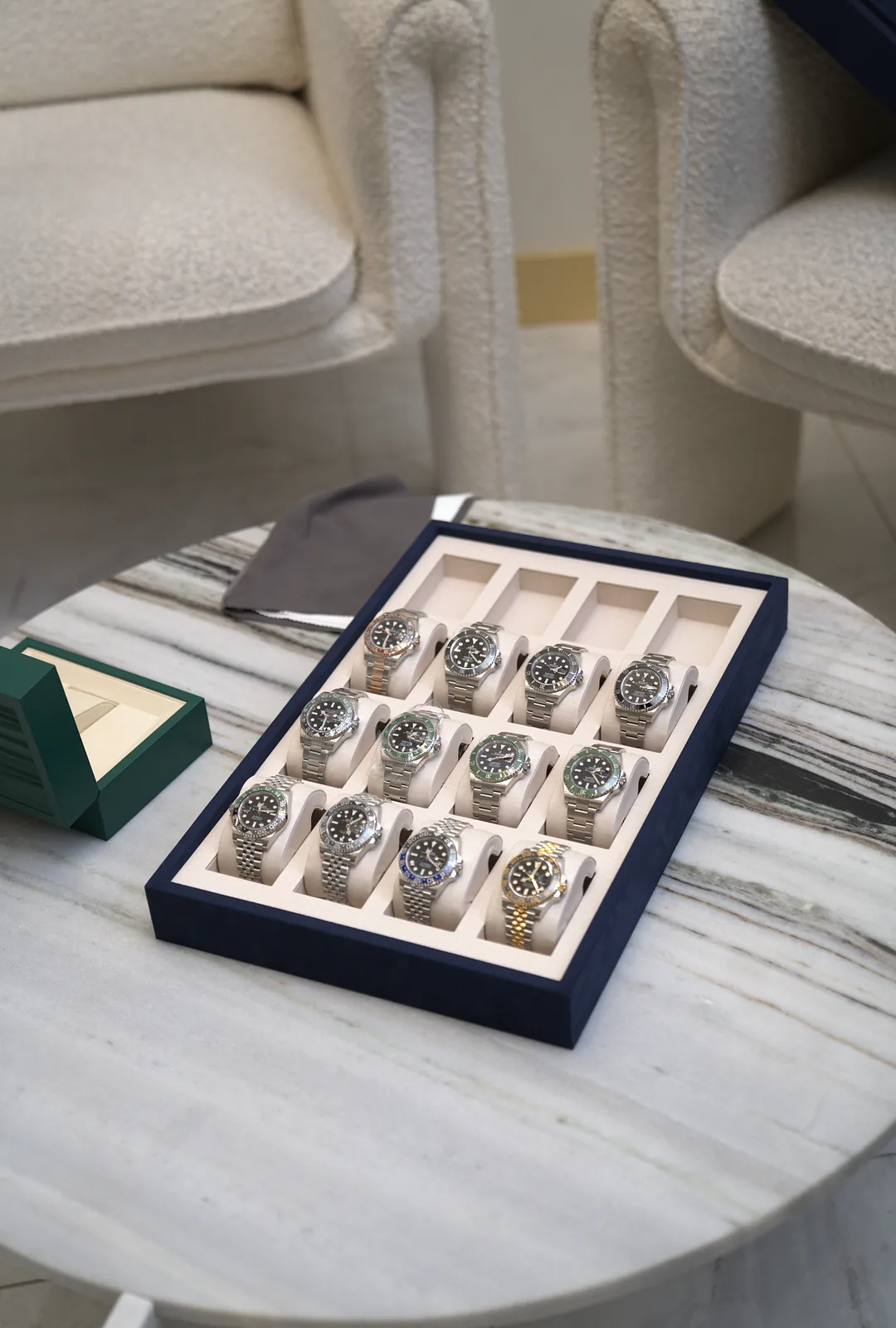 A tray of Rolex watches in the SASO showroom at Westfield Mt Gravatt